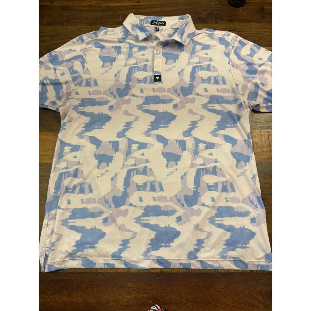 Bad Birdie Mens XL Polo Shirt Golf Light Purple camouflage-style Short Sleeve